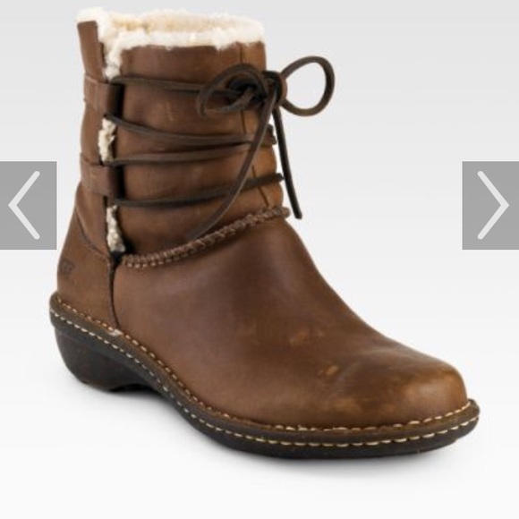 Ugg Women's Caspa Shearling Leather Boots Brown 6 - Picture 8 of 8